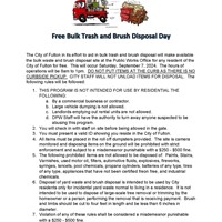 Free Bulk Trash Disposal Day Sept. 7, 2024